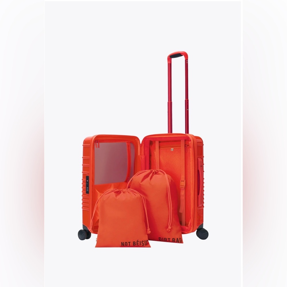 LIMITED EDITION Béis Carry-on Roller in Glossy Flame with luggage cover - Picture 4 of 7